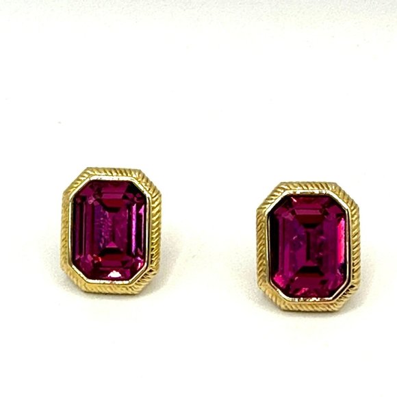 Swarovski Jewelry - Vintage Swarovski Fushia Crystal Earrings Stamped Swan